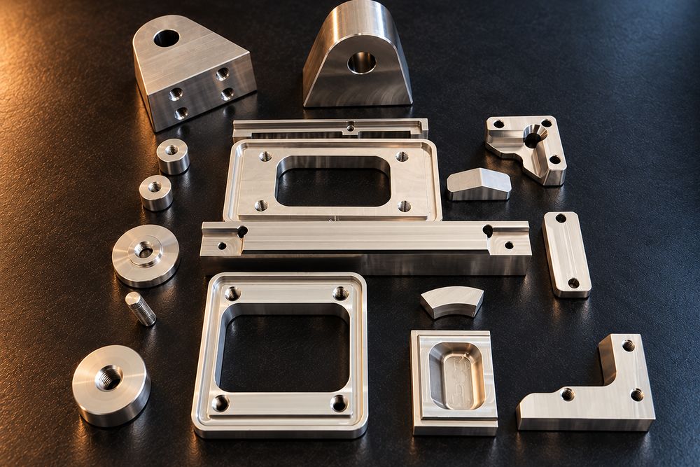 Verschiedene Dreh- und Frästeile aus Aluminium und Stahl